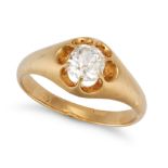 AN ANTIQUE DIAMOND SOLITAIRE RING in 18ct yellow gold, set with an old cut diamond of approximate...