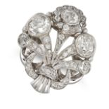 AN ANTIQUE DUTCH DIAMOND RING in 14ct gold, designed as a floral spray set with old, single and r...