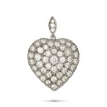 A DIAMOND HEART PENDANT in yellow gold, pave set throughout with round brilliant cut diamonds all...