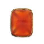 AN ANTIQUE CARNELIAN SEAL set with a polished blank carnelian, no assay marks, 3.0cm, 10.2g.