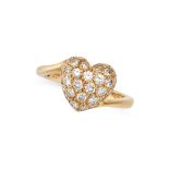 CARTIER, A DIAMOND DRESS RING in 18ct yellow gold, designed as a heart pave set with round brilli...