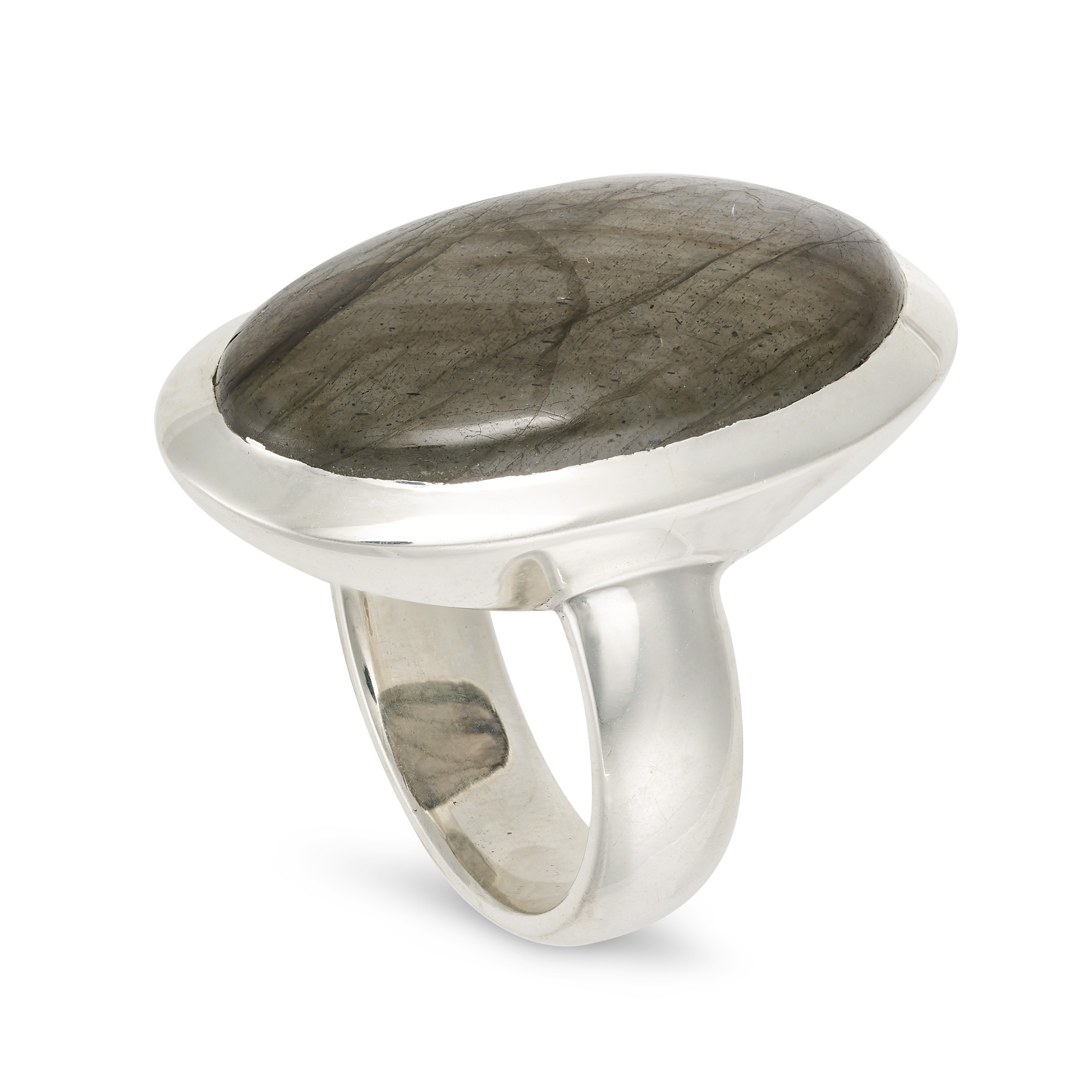 A LABRADORITE DRESS RING in silver, set with an oval cabochon labradorite, partial British hallma... - Image 2 of 2