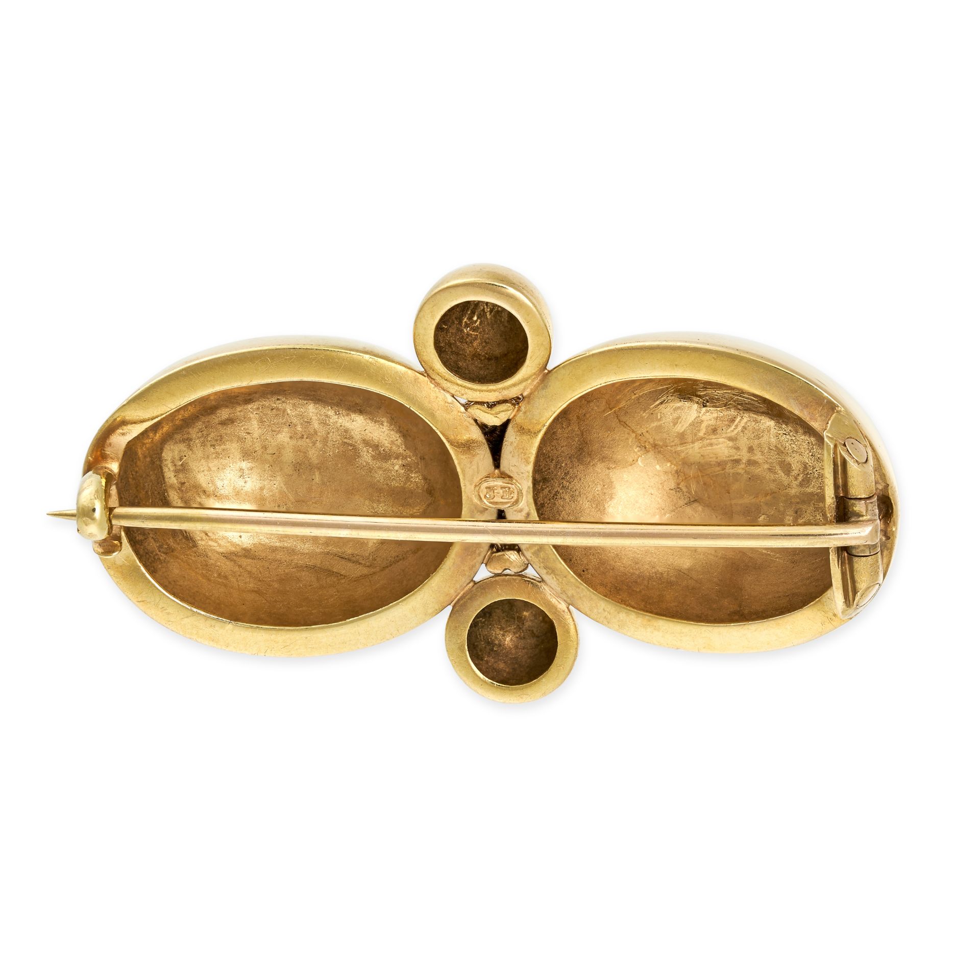 JOHN BROGDEN, AN ANTIQUE GOLD BROOCH, 19TH CENTURY in high carat yellow gold, designed as two dom... - Image 2 of 2