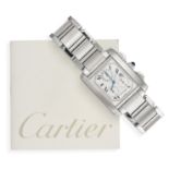 CARTIER - A CARTIER TANK FRANCAISE CHRONOFLEX WRISTWATCH in stainless steel, 2303, the rectangula...