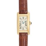 CARTIER - A CARTIER TANK AMERICAINE WRISTWATCH in 18ct yellow gold, 1710, c.2000s the dial with R...
