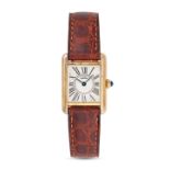 CARTIER - A MUST DE CARTIER TANK VERMEIL in gold plate, 5057001, quartz movement, the rectangular...