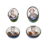 A GROUP OF CERAMIC BOXES the oval hinged boxes painted to depict The Duke of Wellington, opening ...