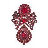 A FINE ANTIQUE GARNET GIRANDOLE BROOCH, 18TH CENTURY in silver, the articulated body set througho...