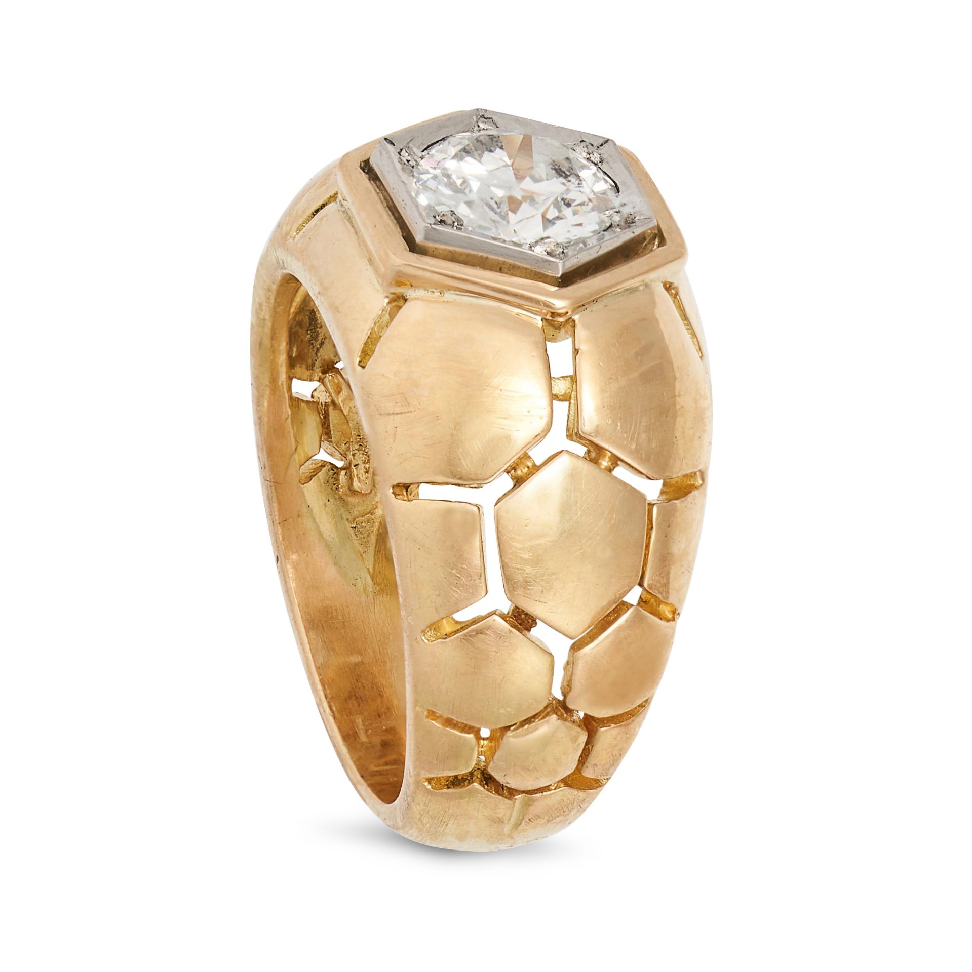 A DIAMOND DRESS RING in 18ct yellow gold and platinum, set with a transitional cut diamond of app... - Image 2 of 2