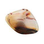 AN AGATE BOWL comprising a piece of polished agate, no assay marks, 10.3cm, 82.1g.