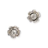 A PAIR OF DIAMOND STUD EARRINGS in 18ct white gold, each earring set with an old cut diamond in a...