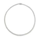 A DIAMOND RIVIERE NECKLACE in 18ct white gold, comprising a row of graduated round brilliant cut ...