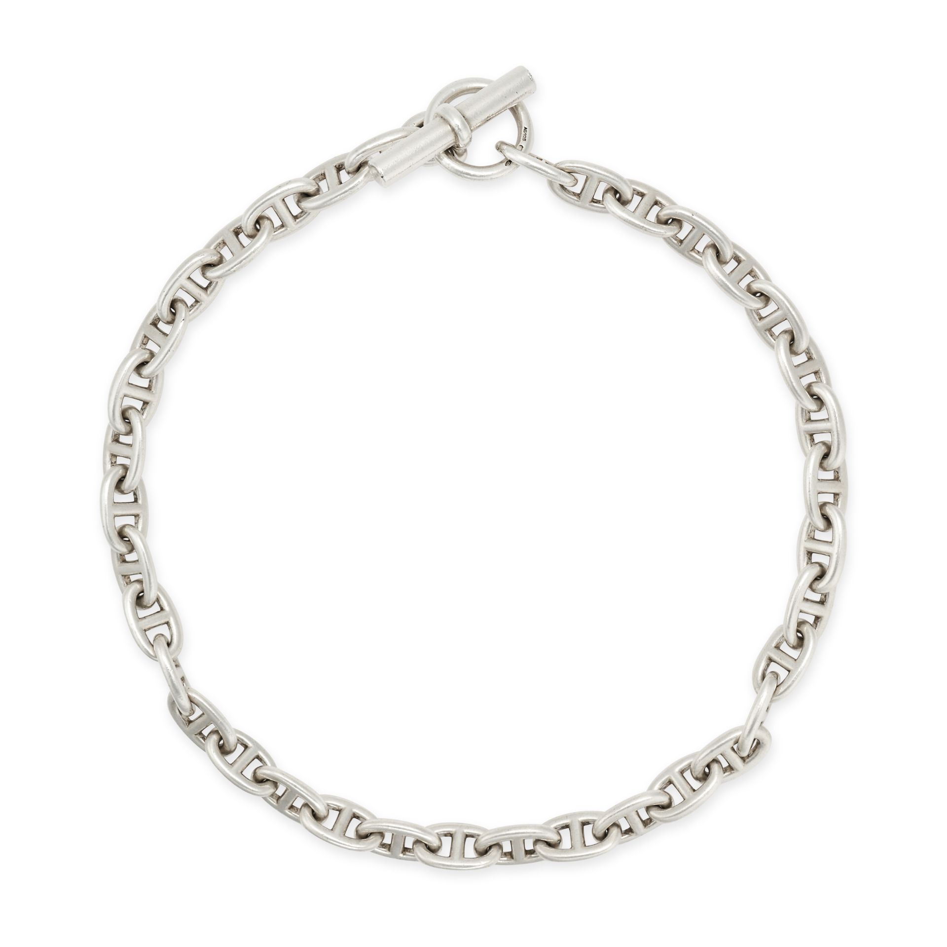 HERMES, A CHAINE D'ANCRE NECKLACE in sterling silver, comprising a series of mariner links to a T...