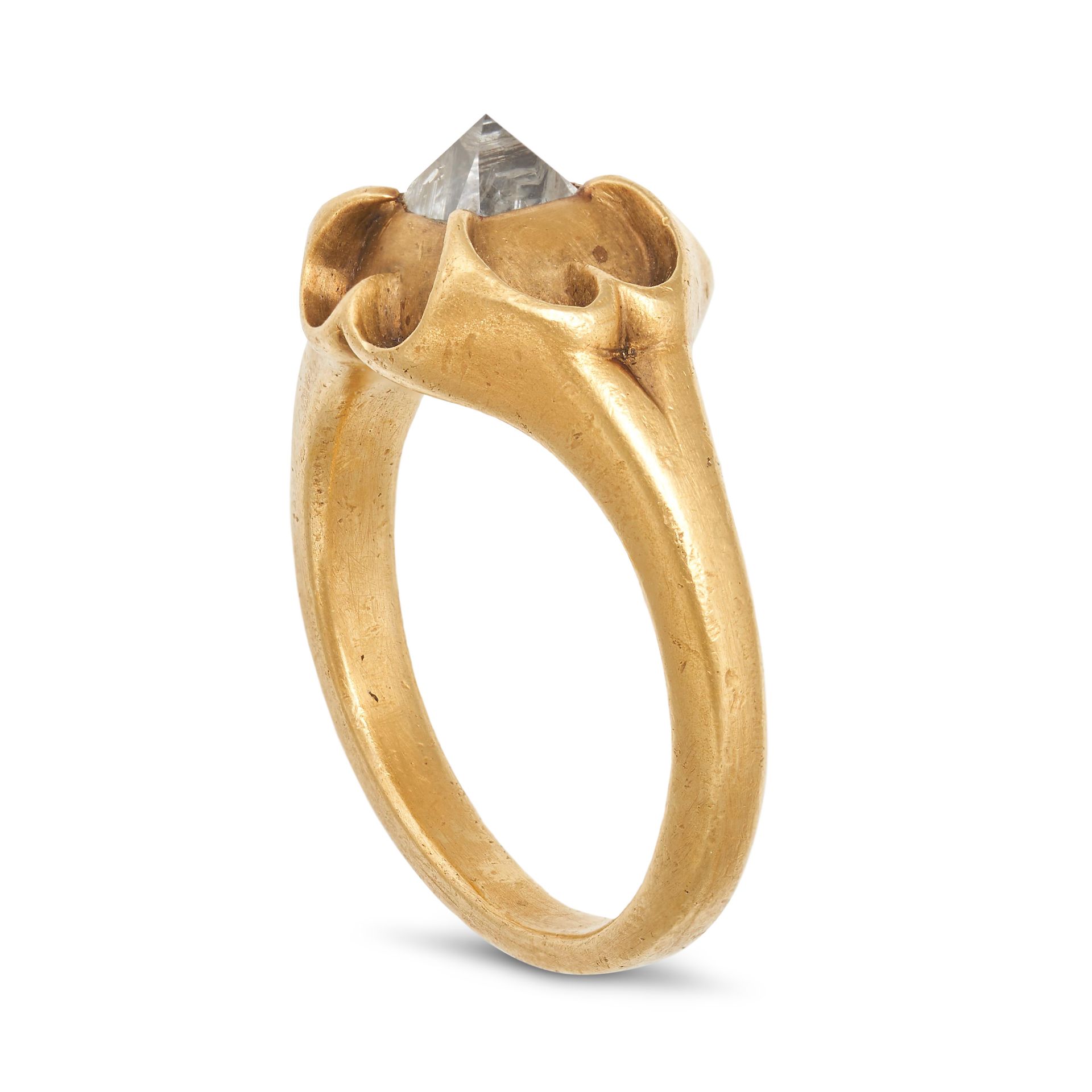 AN ANTIQUE DIAMOND RING, 16TH CENTURY in yellow gold, set with a point cut diamond, no assay mark... - Image 2 of 2