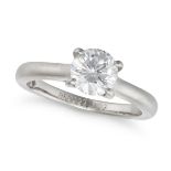 A 1.01 CARAT SOLITAIRE DIAMOND RING in platinum, set with a Leo round brilliant cut diamond of 1....