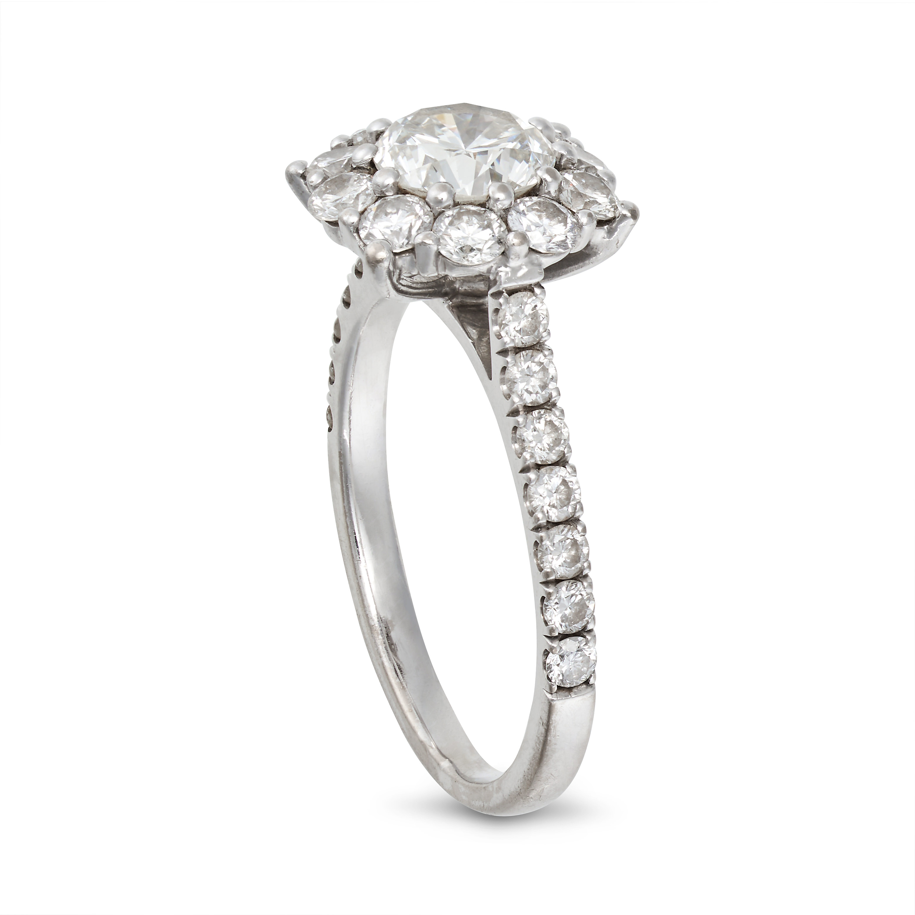 A DIAMOND CLUSTER RING in 18ct white gold, set with a round brilliant cut diamond of 1.00 carat i... - Image 2 of 2