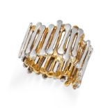 CHARLES DE TEMPLE, A MODERNIST GOLD 'ICICLE' RING, 1969 in 18ct yellow and white gold, the modern...