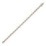 A DIAMOND LINE BRACELET in 18ct white and yellow gold, set with round brilliant cut diamonds tota...