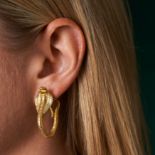 A PAIR OF FRENCH COBRA HOOP EARRINGS in 18ct yellow gold, each designed as a coiled cobra with en...