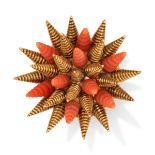 TIFFANY & CO., A VINTAGE CORAL SEA URCHIN BROOCH in 18ct yellow gold, designed as a sea urchin se...