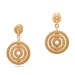 BULGARI, A PAIR OF CERCHI ASTRALE EARRINGS in 18ct yellow gold, the circular drops comprising thr...