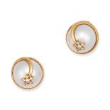 CHANEL, A PAIR OF PEARL AND DIAMOND EARRINGS in 18ct yellow gold, each set with a pearl of 15.4mm...