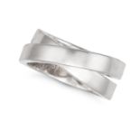 CARTIER, A NOUVELLE VAGUE RING, in 18ct white gold, comprising two interwoven bands, signed Carti...