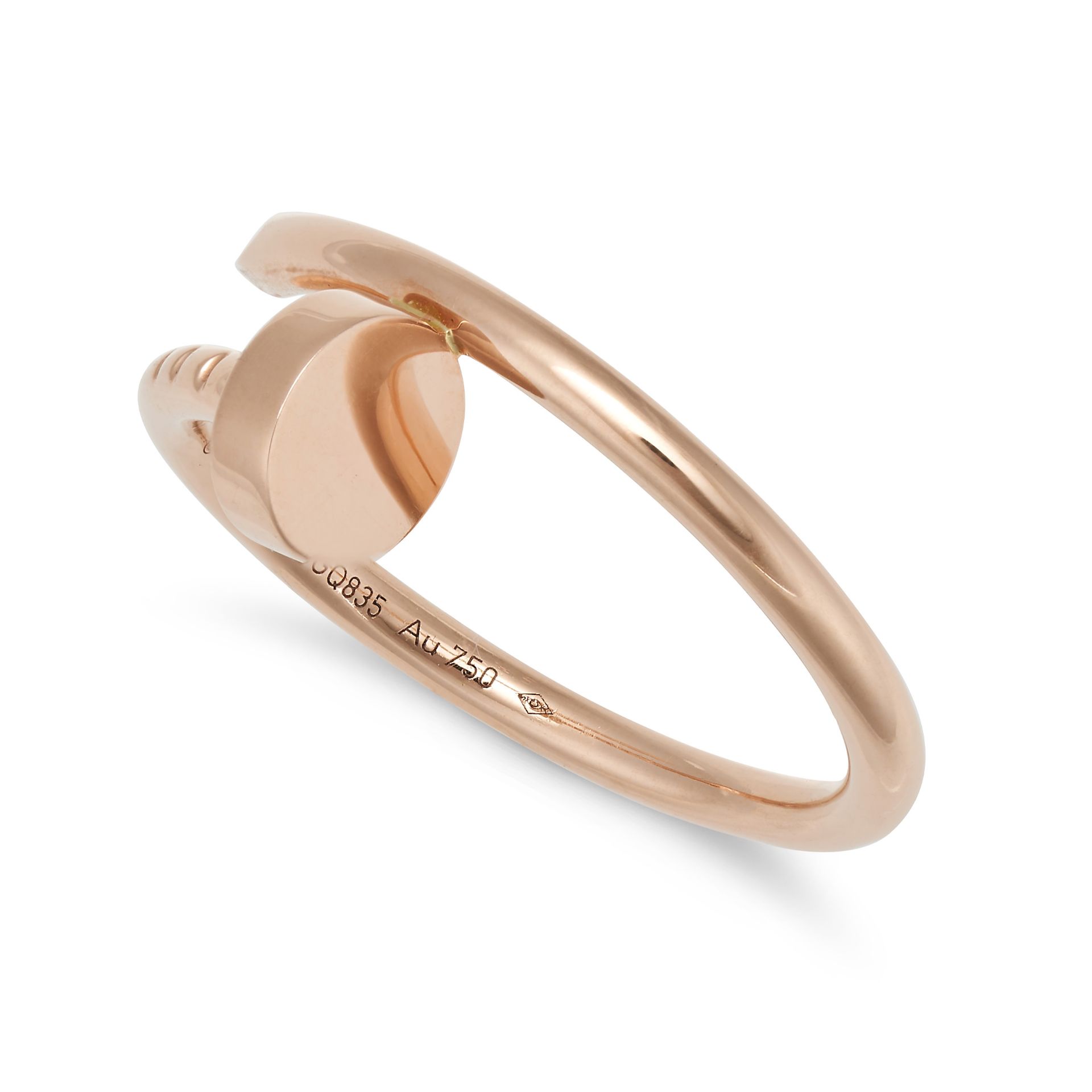 CARTIER, A JUSTE UN CLOU RING in 18ct rose gold, designed as a twisted nail, signed Cartier and n... - Image 2 of 2