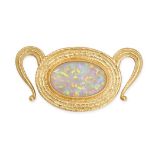 NO RESERVE - AN OPAL NECKLACE CLASP in 18ct yellow gold, set with an oval cabochon opal, stamped ...