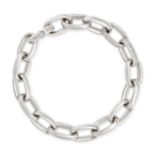 NO RESERVE - A DIAMOND BRACELET in 18ct white gold, comprising a row of interlocking oval links t...