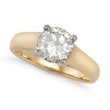 NO RESERVE - A SOLITAIRE DIAMOND RING in 18ct yellow gold, set with a round brilliant cut diamond...