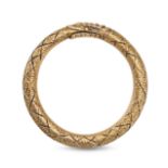 NO RESERVE - AN ANTIQUE GEORGIAN OUROBOROS SNAKE SPLIT RING in yellow gold, designed as a snake c...