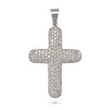 NO RESERVE - A DIAMOND CROSS PENDANT in palladium, designed as a cross pave set with round brilli...