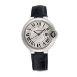 CARTIER - A CARTIER BALLON BLEU AUTOMATIC WRISTWATCH in stainless steel, 3489, the silvered dial ...