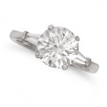 A 2.09 CARAT SOLITAIRE DIAMOND RING in platinum, set with a round brilliant cut diamond of 2.09 c...