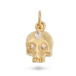 A DIAMOND SKULL CHARM / PENDANT in yellow gold, designed as a skull set with marquise and rose cu...