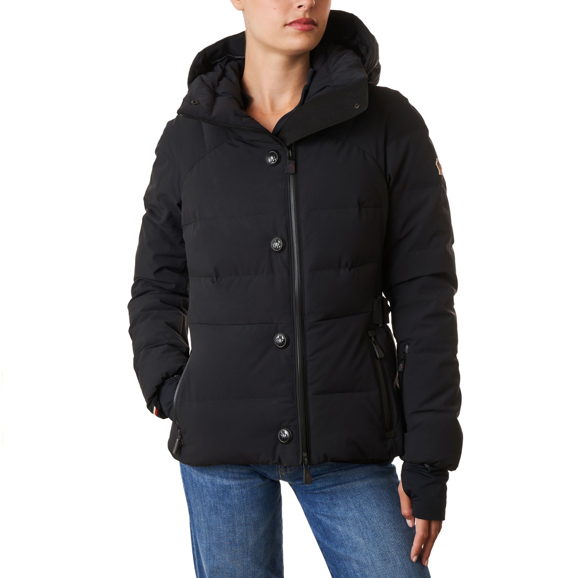 MONCLER GRENOBLE BLACK PUFFER COAT Condition grade B-. 90cm chest, 60cm length. Black puffer co...