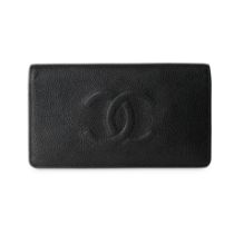 CHANEL TIMELESS CC BLACK CAVIAR LONG WALLET Condition grade B-. 18cm long, 10.5cm high. Produce...