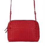 BOTTEGA VENETA RED NODINI CAMERA BAG Condition grade A. 25cm long, 20cm high. Adjustable crossb...