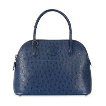 HERMÈS BLEU SAPHIR OSTRICH BOLIDE 27 BAG Condition grade B-. 27cm long, 19cm high. 40cm shoulde...