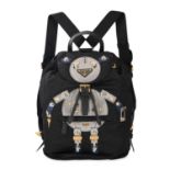 PRADA NYLON ROBOT BACKPACK Condition grade A. 30cm long, 40cm high. Black nylon backpack with g...