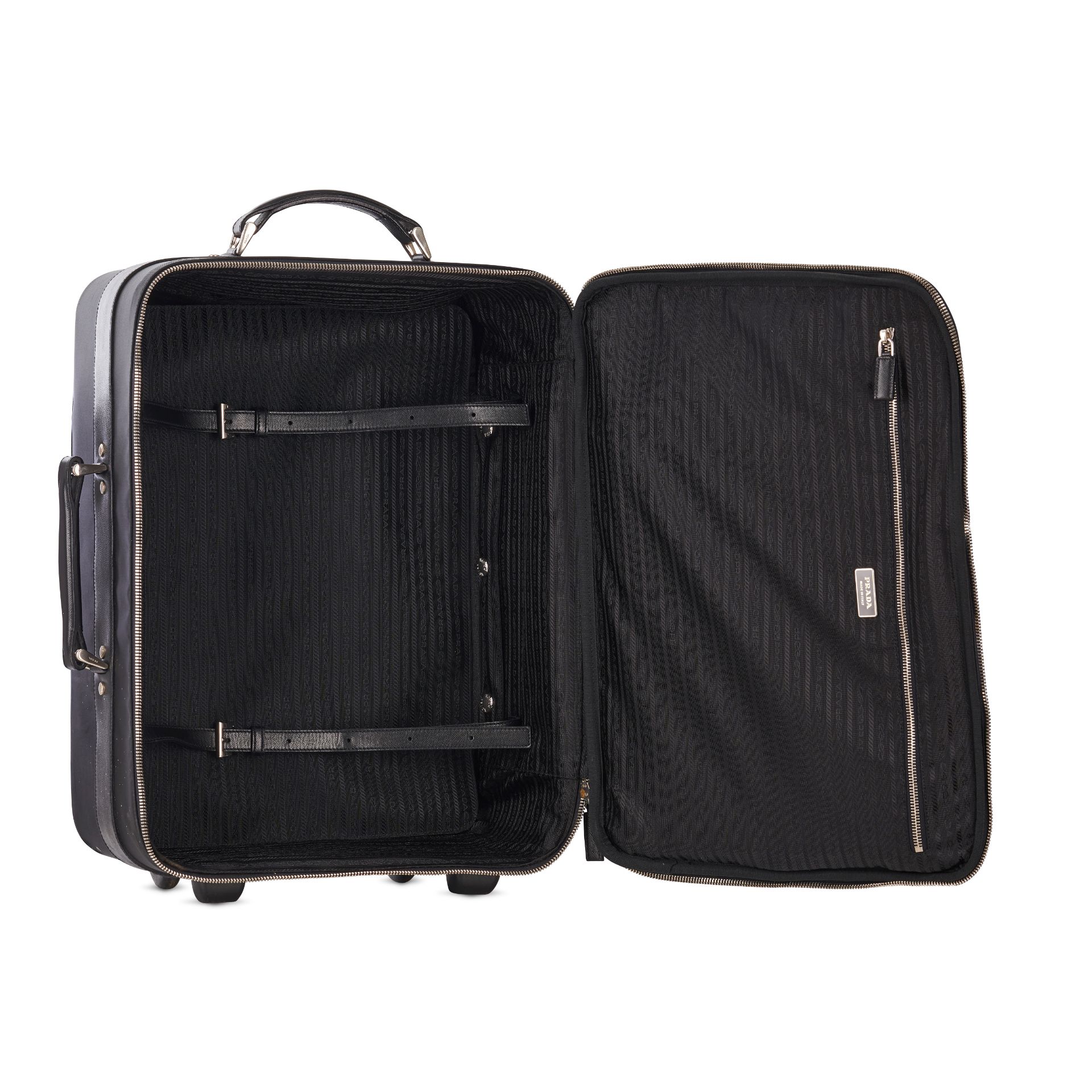 PRADA BLACK NYLON SUITCASE Condition grade A-. 38cm long, 49cm high. Black nylon with silver ha... - Image 3 of 3