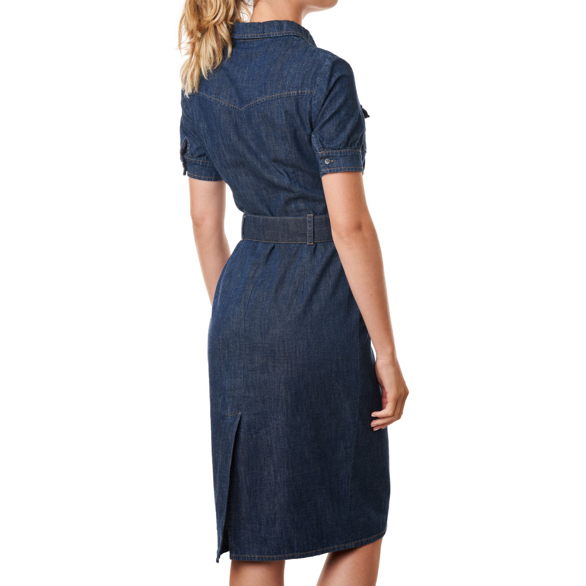MIU MIU BELTED DENIM DRESS Condition grade B. Size Italian 42. 80cm chest, 90cm length. Blue de... - Bild 2 aus 2