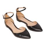 GIANVITO ROSSI POINTED SLINGBACK FLATS Condition grade B+. Size 37.5. Black leather slingback f...