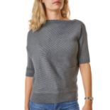 J.W. ANDERSON ASYMMETRIC GREY JUMPER Condition grade A. Size S. 65cm length. Grey toned ribbed ...
