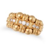 BOUCHERON, A VINTAGE DIAMOND DRESS RING in 18ct yellow gold, the tapering band in a stylised bead...