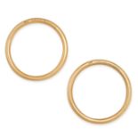 CARTIER, A PAIR OF SCARF RINGS in 18ct yellow gold, each in a plain design, signed CARTIER PARIS ...