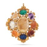 AN ANTIQUE CAMEO BROOCH / PENDANT, 19TH CENTURY in yellow gold, set with a hard stone cameo of a ...