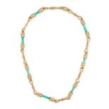 LEO DE VROOMEN, A MODERNIST COLOMBIAN EMERALD AND DIAMOND NECKLACE, 1979 in 18ct yellow gold, the...