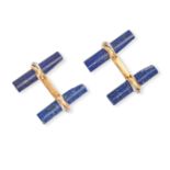 CARTIER, A PAIR OF LAPIS LAZULI CUFFLINKS, 1970S in 18ct yellow gold, each cufflink set with two ...